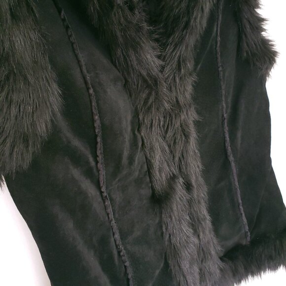 Express Black Leather and Faux Fur Sleeveless Collar Stylish Vest Size Small - Picture 9 of 16